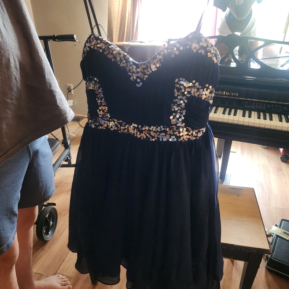 City Studio Navy Blue Junior Formal Dress with Sequins - Picture 3 of 4